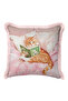 Cat Romantic Fairytale Fringed Pillowcase-Cute Pet Bohemian Orange Pink Tassel Throw Pillow Cover - 4