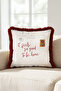 Vintage Postcard Written Fringed Pillowcase - Nostalgic Retro Burgundy Tassel Throw Pillow Cover - 2