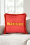 Magnifique Striped Fuchsia Coral Fringed Pillowcase-Text Retro Yellow Burgundy Tassel Throw Pillow Cover - 7