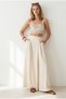 Women's Beige Pocketed Skirt-Look Modal Trousers Pnt-19000414