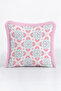 Tile Patterned Elegant Fringed Pillowcase - Ottoman Bohemian Blue Cream Pink Tassel Throw Pillow Cover - 3