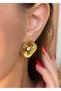 Sihra Accessories Steel Square Model Textured Steel Earrings with Stones in the Middle - 2