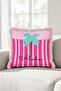Aloha Tropik Palm Stripes Fringed Pillowcase-Summer Seaside Turquoise Cream Tassel Throw Pillow Cover - 2