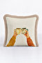 Coffee Cup Design Fringed Pillowcase - Warm Eclectic Cream Mink Tassel Throw Pillow Cover - 2