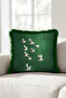 Elegant Fringed Pillowcase with Bird Pattern - Bohemian Green Gray Tassel Throw Pillow Cover with Crane Figure - 3