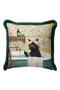 Floral Fringed Pillowcase with Cat in the Bathroom - Nostalgic Themed Retro Tassel Throw Pillow Cover - 3