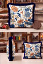 Birds and Flowers Pattern Fringe Pillowcase - Exotic Botanical Blue Navy Tassel Throw Pillow Cover - 4