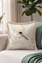 Birds and Flowers Spring Nature Design Fringed Pillowcase - Gray Mink Tassel Throw Pillow Cover - 5