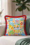 Mediterranean La Dolce Vita Marine Fringed Pillowcase-Summer Boho Orange Burgundy Tassel Throw Pillow Cover - 4