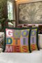 Pop Art Good Times Color Block Fringed Pillowcase - Retro Lettering Green Gray Tassel Throw Pillow Cover - 7