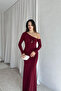 Elegant Long Dress with Single Shoulder Accessory Detail