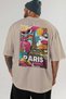 Paris France 4 Beige Oversize Country City Back Printed Unisex T-Shirt 100% Cotton Premium - 5