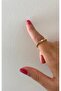 Special Design Mini Stone Ellipse Model Adjustable Steel Gold Ring - 4