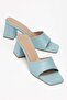 Patent Leather and Flat Sole Blue Women's Heeled Slippers - 3