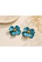 Blue Flower Model Pearl Xuping Big Women's Earrings