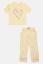 Lounge By Kids Girl 2 Pcs Graphic Print Top And Pants Sleepwear Set, Yellow - 2