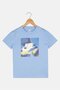 Kids Boy Sportswear Fit Short Sleeve Brand Logo Outdoor T-Shirt, Light Blue - 2