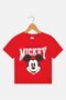 Kids Boy Crew Neck Short Sleeve Mickey Mouse Print T-Shirt, Red - 2