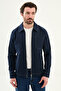 Straight Slim Fit Shirt Collar Zippered Punto Stitched Men's Coat Light Navy Blue - 39659.26Y - 5