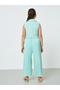 Girls Green Sleeveless Waistcoat And Pleated Trousers Set - 5