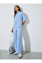 Blue Striped Shirt And Pants Co-Ord Set