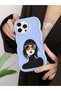 iPhone 16 Pro Max Compatible Case Camera Protector Blue Silicone Couple Phone Case Girl Pattern - 5