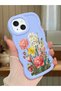 iPhone 15 Compatible Case Camera Protector Blue Silicone Couple Phone Case Floral Pattern