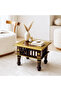 Handmade Square Mango Wood Table with Brass Inlay Traditional(L:16''D:16''xH:18'') - 3