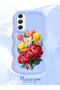 Samsung Galaxy A34 5g Compatible Case Camera Protector Blue Silicone Couple Phone Case Floral Pattern - 2