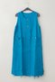 Blue Pool Collar Sleeveless Double Pocket Washable Dirty Stitched Casual Muslin Long Woven Dress 120 62 - 2