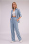 Women's Tencel Fabric Half Sleeve Shirt Pants Denim Set - 3