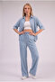 Women's Tencel Fabric Half Sleeve Shirt Pants Denim Set - 4
