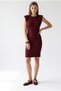 2174 Women's Body-Fitting Padded Ribbed Midi Dress Burgundy - 4