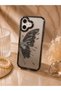 iPhone 16 (6.1 Inch) Compatible Glittery Transparent Butterfly Pattern Color Gradient Processing Stone Detailed Metal Camera Protected Hard Silicone Butterfly Case - 4