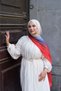 Gradient Cotton Shawl-Red,Blue
