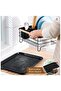 Dish Drying Rack ,Kitchen Sink Organizer Anti Rush Dish Rack for Bowl,Plates,Utensil,Cutlery and Cup,Shelf Storage Holder for Home and Kitchen 43 x 30.5 x 14 cm (Black) - 8