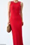 Women's Crew Neck Stoned Cotton Long Dress - 2