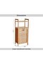 Zora 2 Tier Bamboo Shelf with Laundry Hamper 40x30x95cm-Natural - 5