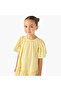 Round Neck Short Sleeves A-line Dress with Schiffli Detail - 4