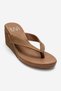Pryon Earth Suede Genuine Leather Women's Flip-Flop Wedge Heeled Slippers - 3