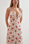 Women's White Strappy Shoulder Tie Slit Summer Midi Dress - 7