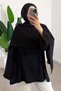 Women's Shawl Detail Waist Tie Blouse M61406 - Black - 3
