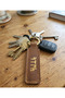 Genuine Leather Gold Gilded Göktürkçe Turkish Printed Keychain with Stitching Detail