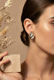 Modern Wavy Design Gray and Yellow Tone Bijoux Earrings - 5