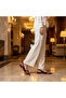 Turquoise Silvery Silver Embroidery Detailed Short Thick Heeled Shoes