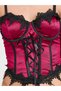 Burgundy Lace Trim Wired Corset And Thong Lingerie Set - 3
