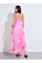Pink Tie Dye Print Strappy Tiered Maxi Dress - 5