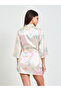 Peach Floral 3/4 Sleeve Robe - 4