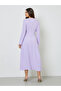 Lilac Embellished Draped A-Line Maxi Dress - 5