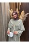Elin Cloak Detailed Brooched 3-Piece Set |   Green - 8